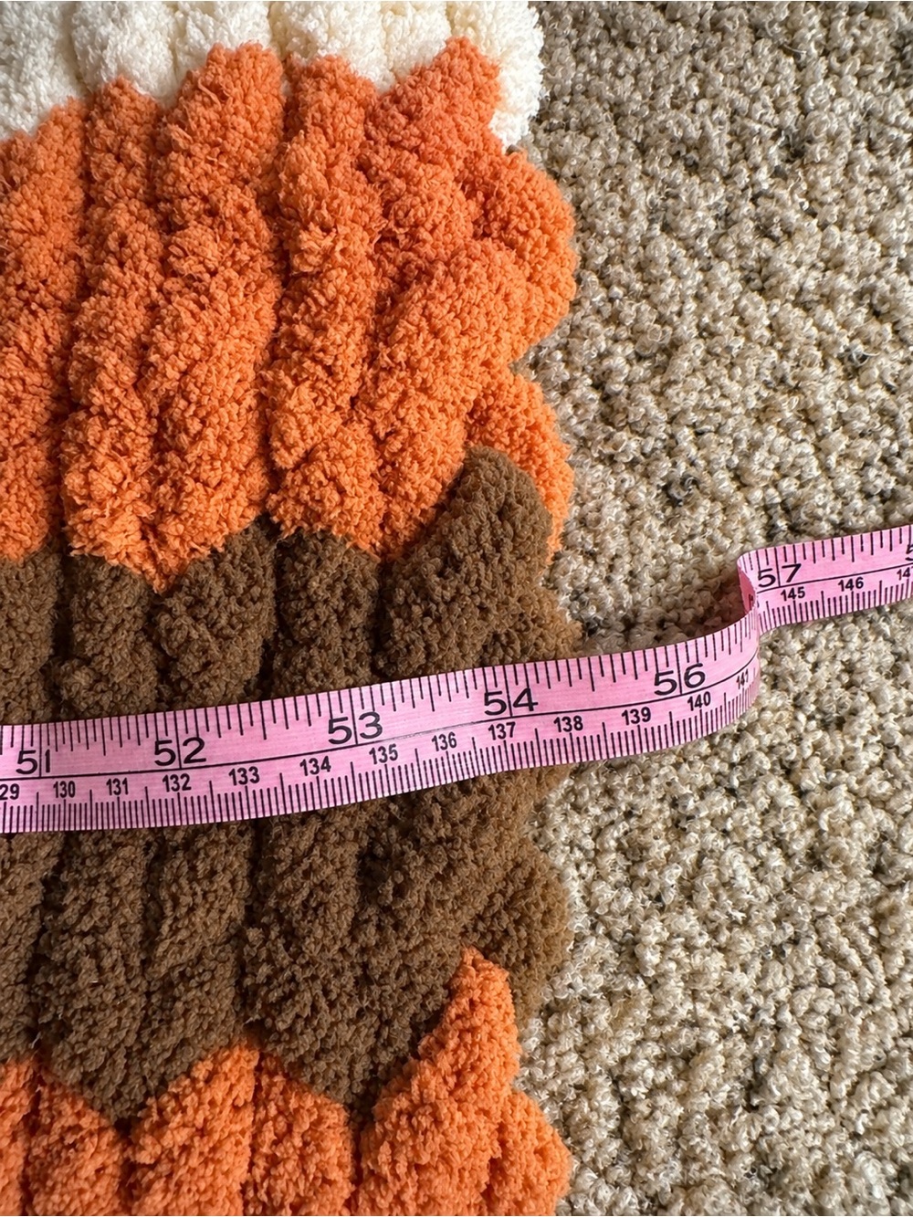 Handmade Chunky Knit Pumpkin Throw Blanket with Plush Pumpkin Pillow - Picture 6 of 6